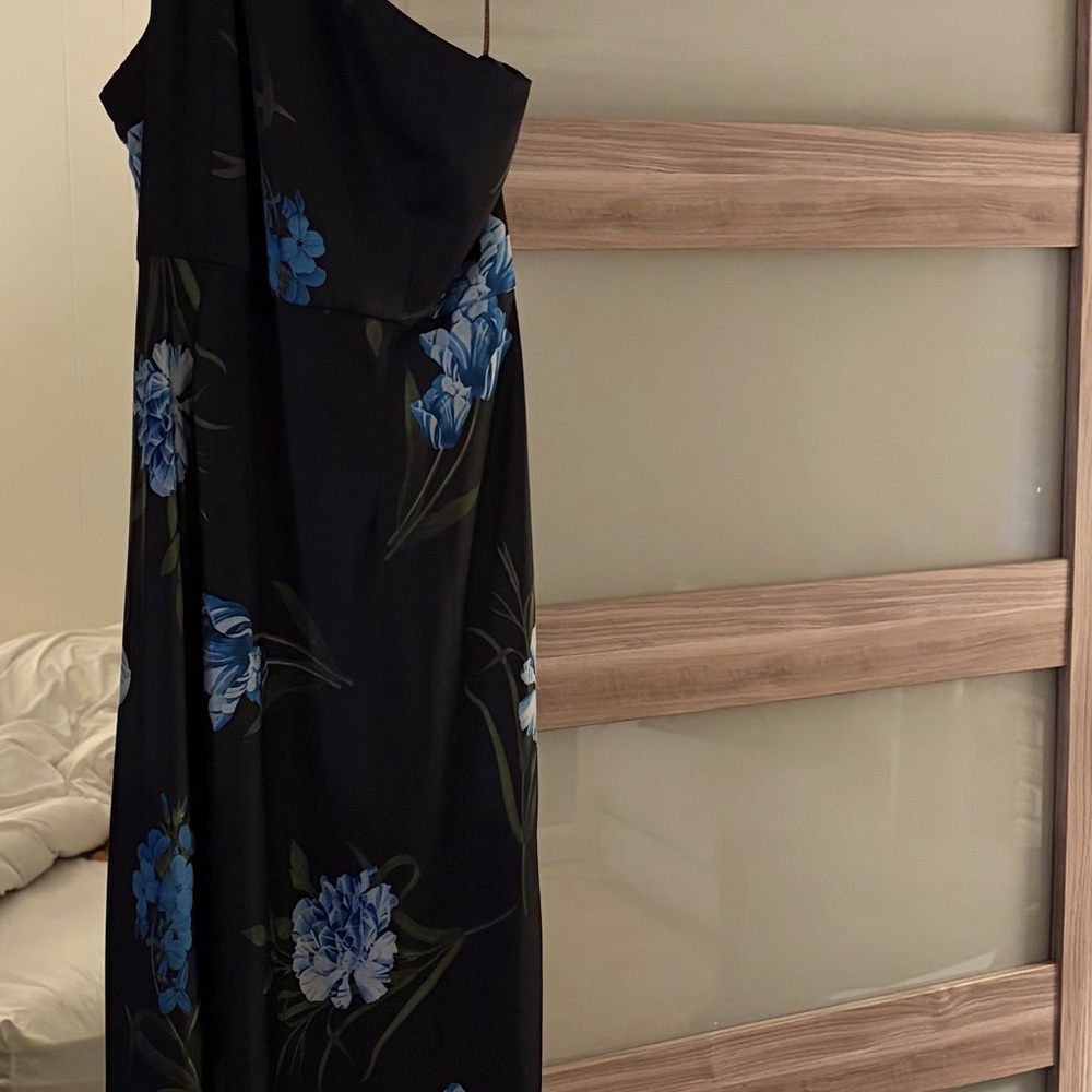 Sachin + Babi Black Strapless Maxi Dress with Blue Floral Print